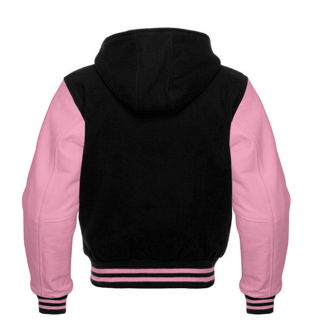 High Quality Black/Hot Pink Varsity Logo Hoodie DC-1334 - Image 2
