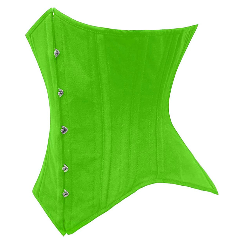 Green Corset 26 Double Steel Boned Underbust Cotton Corset - Image 2