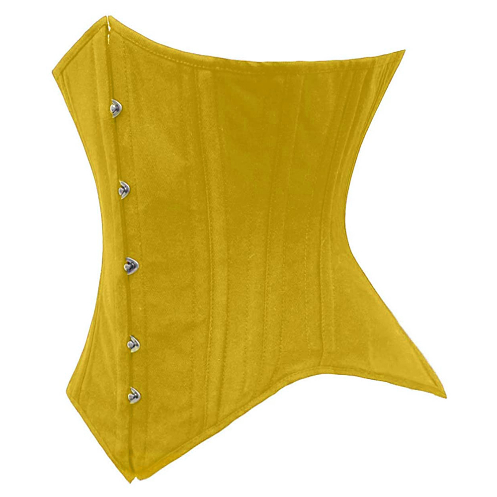 Yellow Corset Double Steel Boned Underbust Best Cotton Corset DC-520 - Image 2