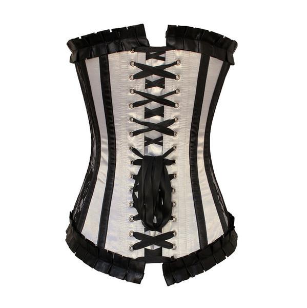 Bustier Corset Tops Overbust Cream Satin Heavy Duty Steel Boned Best Corset DC-525 - Image 3
