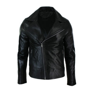 mens black leather jacket