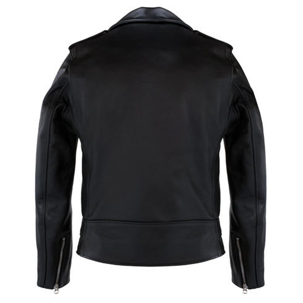 Black Leather Jacket Mens Motorcycle Biker Jacket Retro Quality Real Leather Jacket DC-383 - Image 2