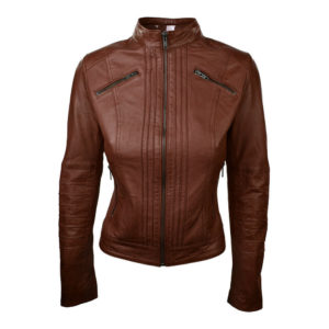 ladies cropped leather jacket