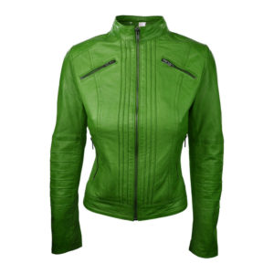 green leather jacket