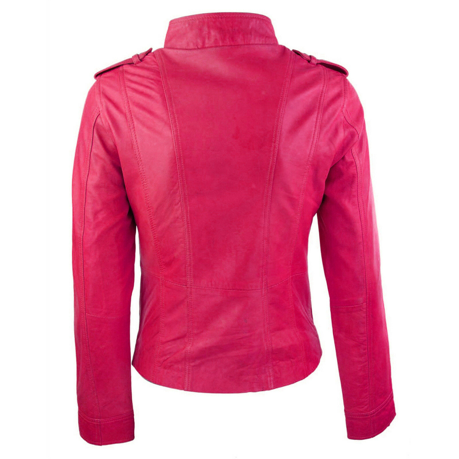 Women's Bike Jacket Hot Pink Jackets High Quality Motorcycle Zipper Best Biker Jackets DC-316 - Image 4