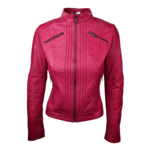 hot pink leather jacket