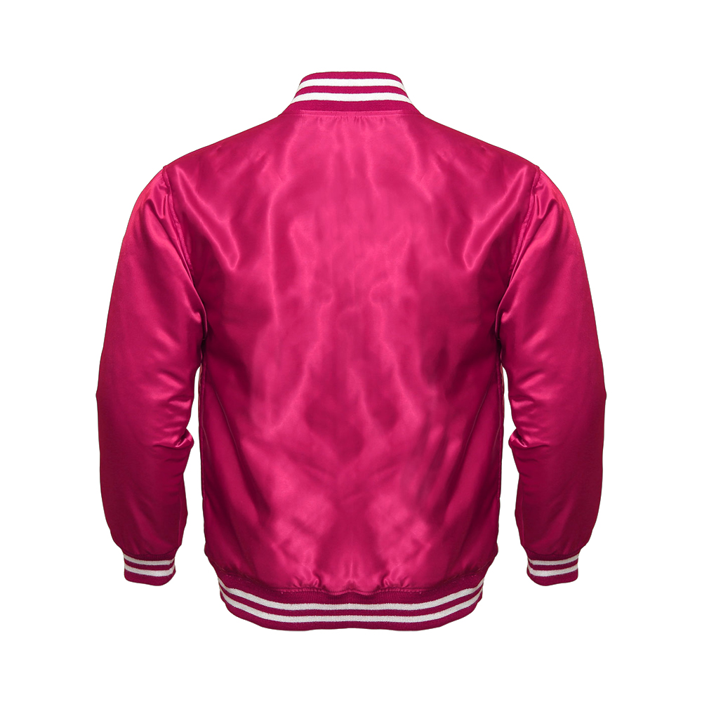 Satin Baseball Jackets Best Hot Pink Satin Jackets DC 933 - Image 2