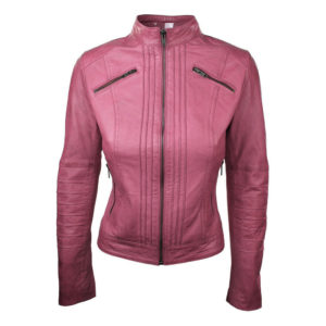 pink leather jacket