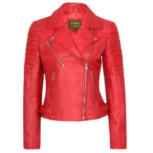 ladies leather biker jacket
