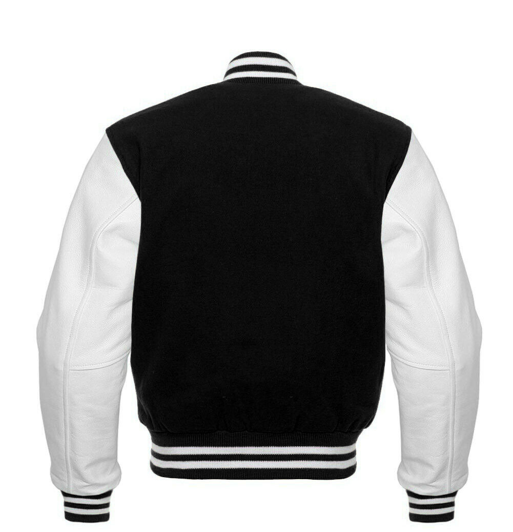 Undefeated Varsity Jacket Men's Black Wool & White Real Leather Best Varsity Jacket DC-1317 - Image 2
