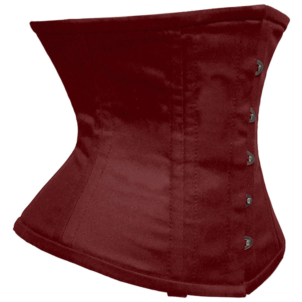 Maroon Corset Top Heavy Duty 26 Double Steel Boned Underbust Cotton Corset - Image 2