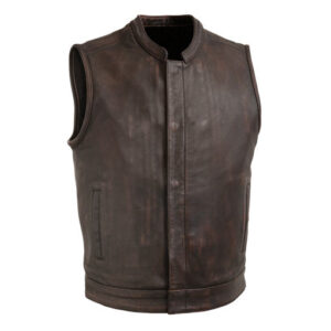 mens leather vest